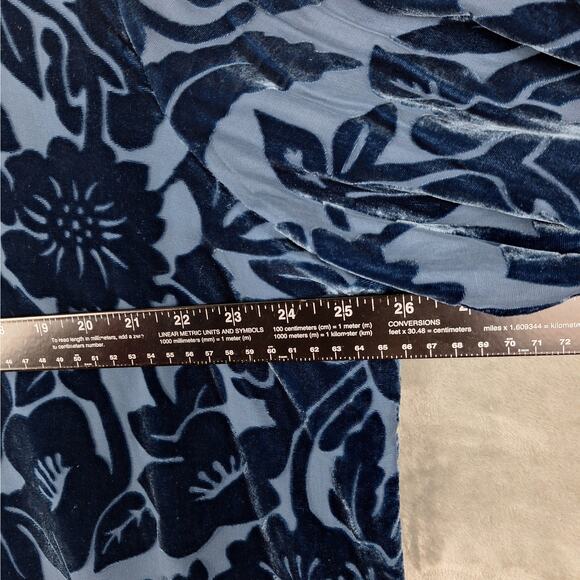 Womens Top 2X Blue Silk Burnout‎ Velvet Goth Whimsygoth Floral Tunic Grunge NWT - Picture 5 of 7